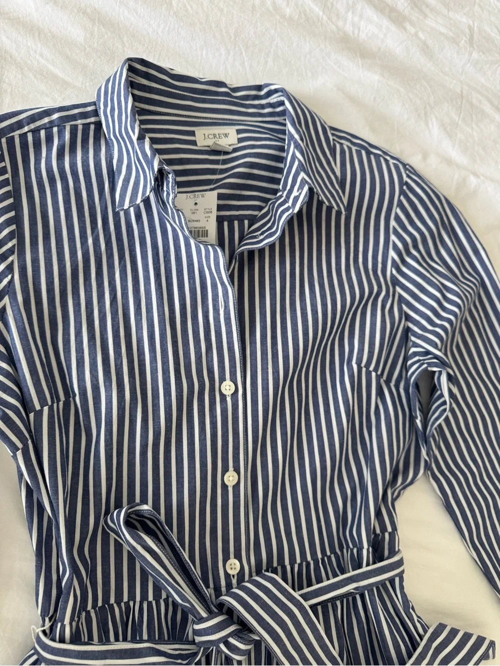 J. Crew Factory Striped Button-Front Shirt Dress  - Navy/White Size 4
